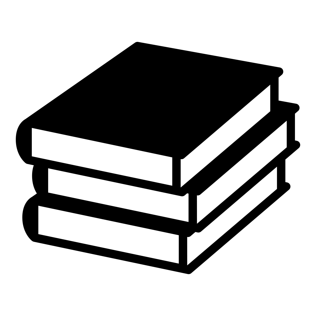 black and white stack of books icon